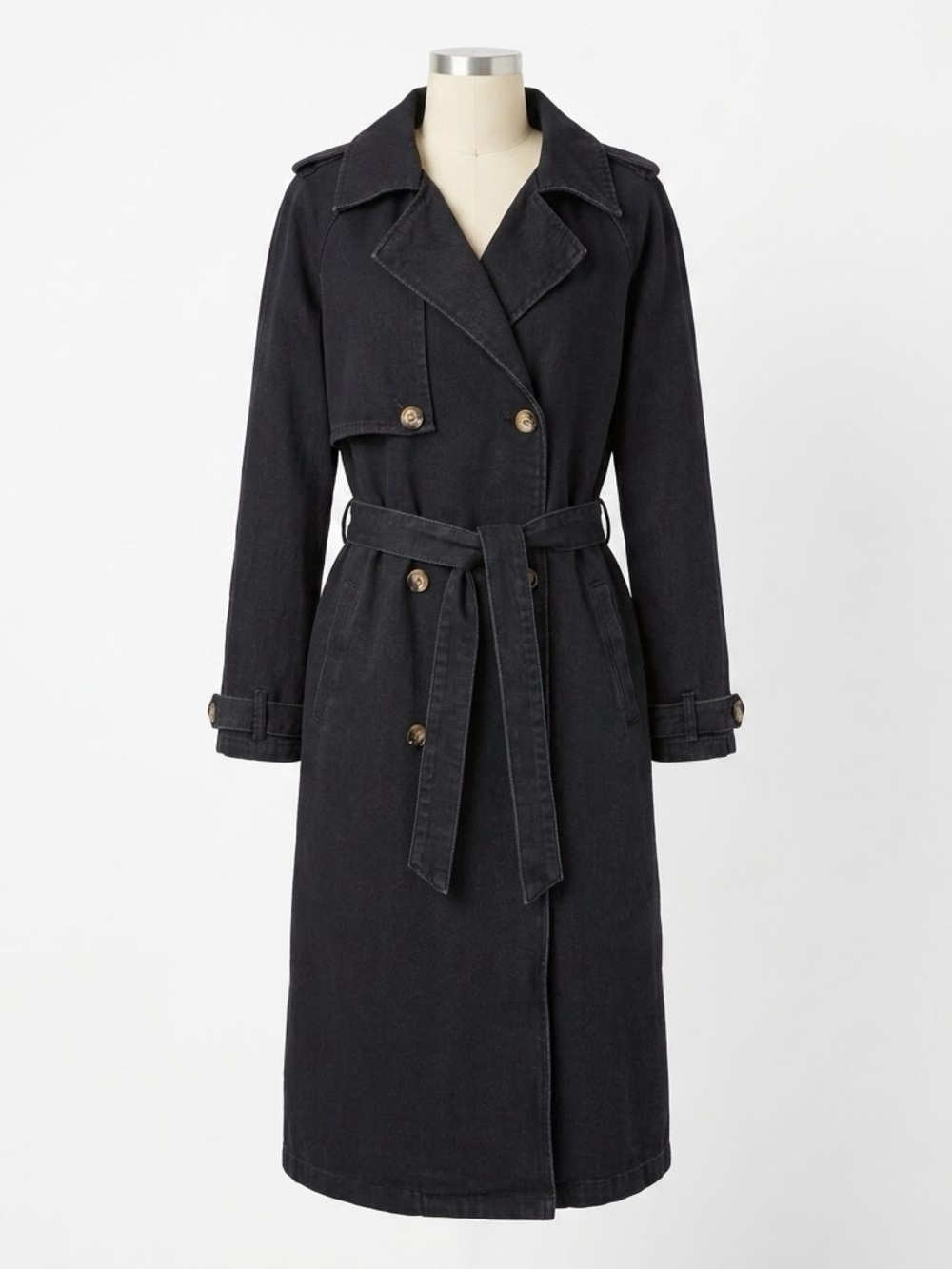 Classic Black Trench Coat with Belt sz.small